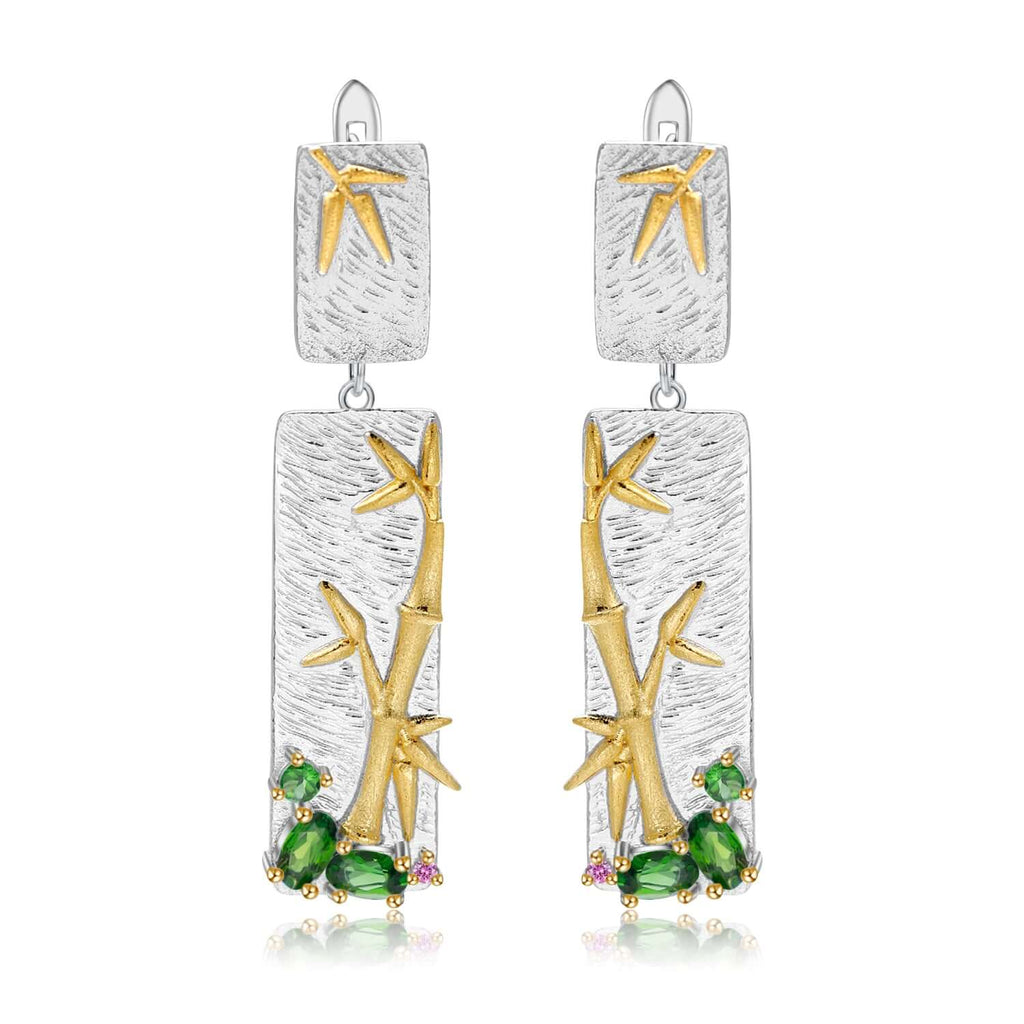Bamboo Plant earrings for Women, Tree Leaf Statement Earrings,-earrings-Planet Gemstones