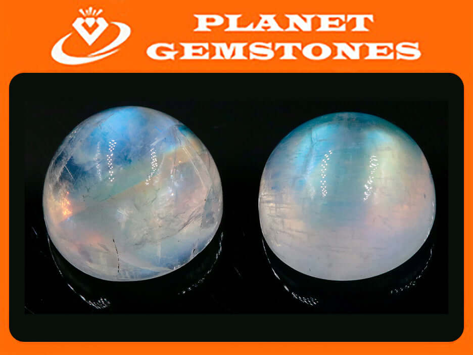 Natural Moonstone Blue moonstone Rainbow Moonstone June Birthstone Moonstone DIY jewelry Supplies Moonstone Cabs 12mm 16.85cts SKU:114594-Moonstone-Planet Gemstones