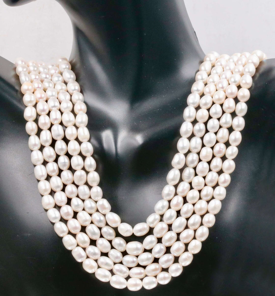 Fresh Water Pearls Necklace Cultured pearls 16-22 Inches Adjustable necklace Natural white pearl Freshwater Pearls SKU: 6142181,6142182-PEARL-Planet Gemstones