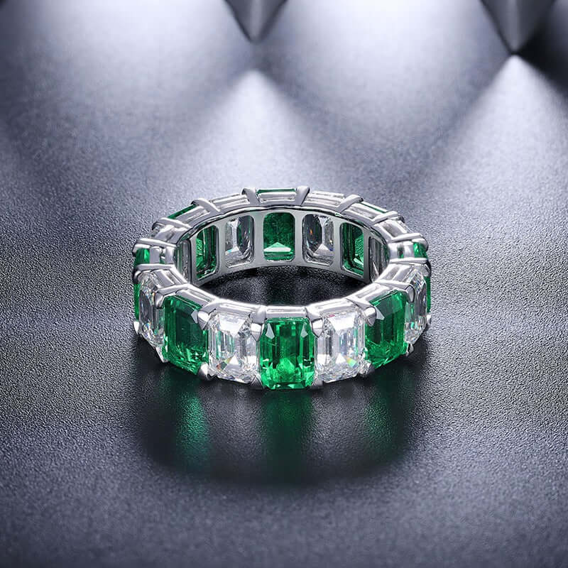 Emerald Necklace Ring Emerald charms Emerald Ring Eternity band ring Engagement band Emerald Wedding band Cubic zirconia ring CZ eternity band SKU:6142035-Planet Gemstones