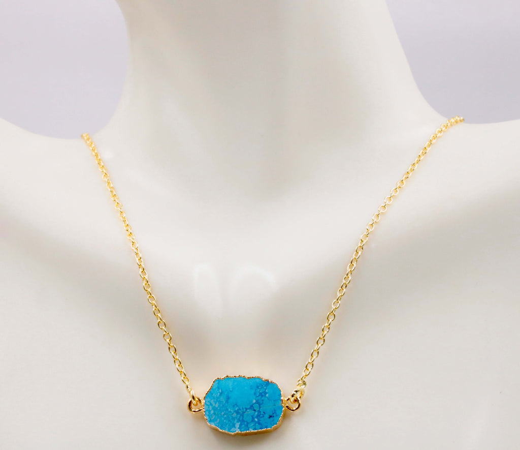 Gemstone Connector Slice Pendant Necklace SKU: 6142218-necklace-Planet Gemstones