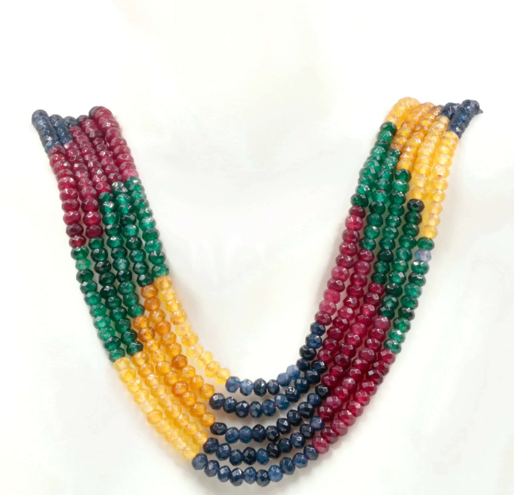 "Genuine natural multi-color quartz bead necklace"