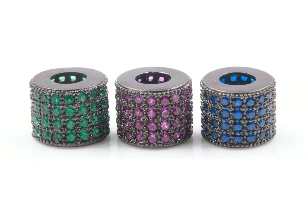 Micro Pave Beads Pave beads Barrel shape beads blue cz beads green cz beads red cz beads color Cz micro pave Barrel Shape 11x9mm SKU:6142293-Beads-Planet Gemstones