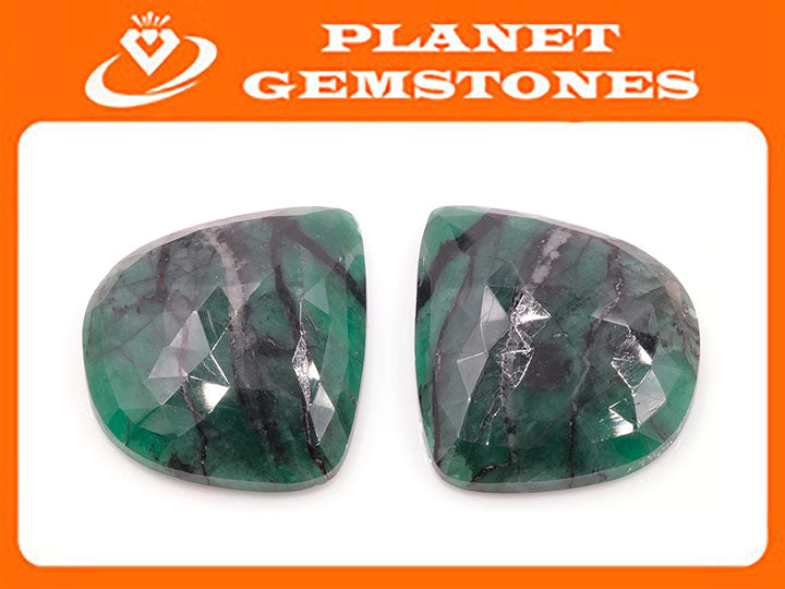 Natural Emerald Slice 28x26mm May Birthstone Emerald Green Natural Emerald Rose Cut Emerald Gemstone SKU:114519-Emerald-Planet Gemstones