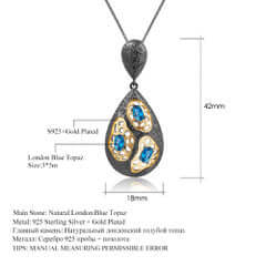 Blue Topaz Pendant Amethyst Pendant Garnet Pendant Handmade Pendant Necklace For Women 925 Sterling Silver Necklace Pendant For Women-necklace-Planet Gemstones