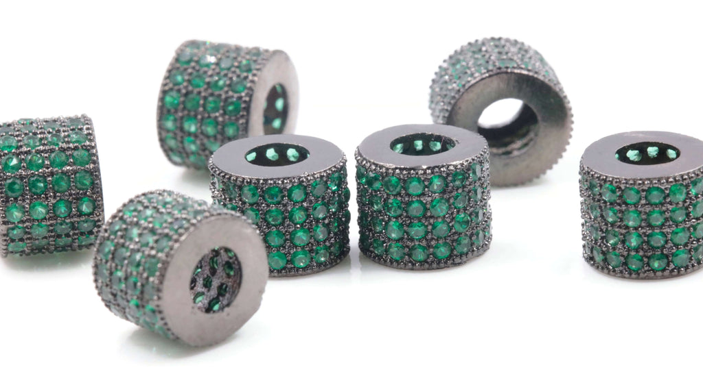 Micro Pave Beads Pave beads Barrel shape beads blue cz beads green cz beads red cz beads color Cz micro pave Barrel Shape 11x9mm SKU:6142293-Beads-Planet Gemstones
