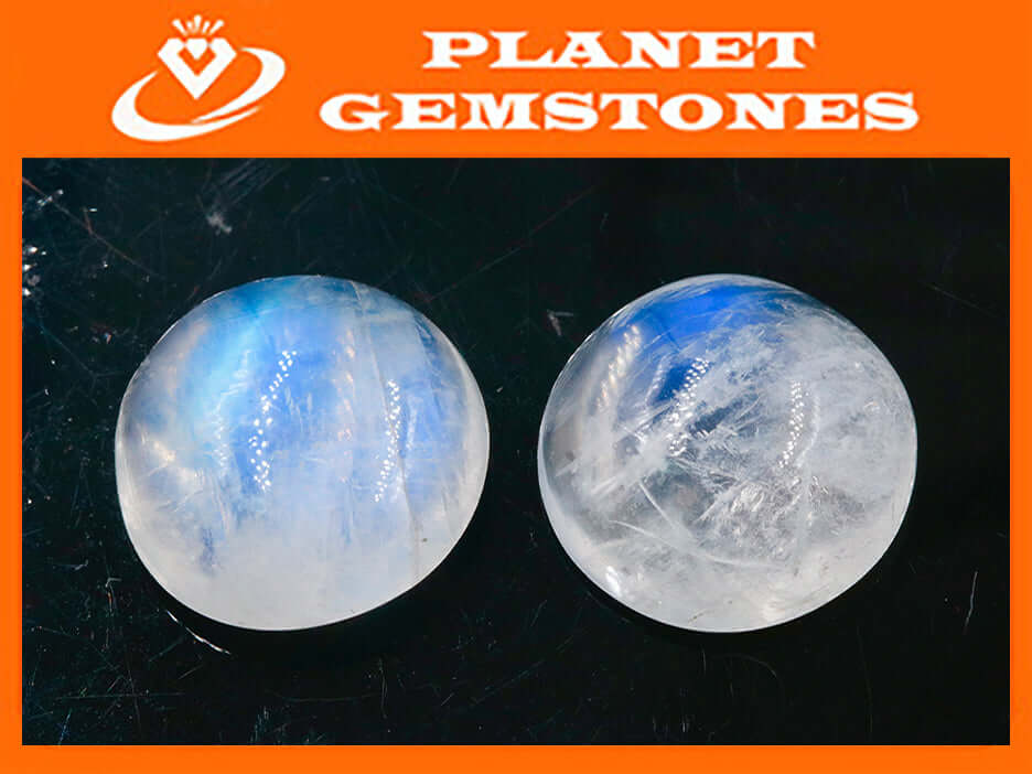 Natural Moonstone Blue moonstone Rainbow Moonstone June Birthstone Moonstone DIY jewelry Supplies Moonstone Cabs 18.6mm 37.13cts SKU:114593-Moonstone-Planet Gemstones