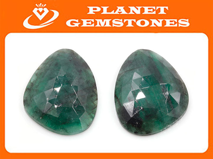 Natural Emerald Slice 26x19mm May Birthstone Emerald Green Natural Emerald Rose Cut Emerald Gemstone SKU:114520-Emerald-Planet Gemstones