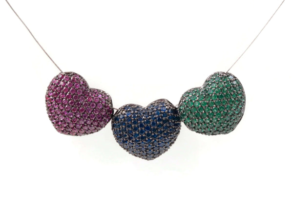 Micro Pave Beads Heart 12x15mm