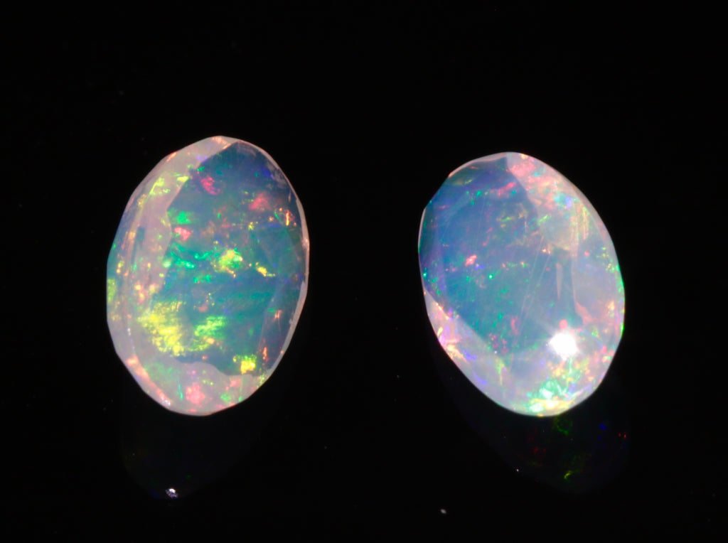 Natural Opal Ethiopian opal pair gemstones opal cabochon fire opal faceted opal rainbow opal white opal opal stone 6x4mm 0.55ct SKU: 114580-opal-Planet Gemstones