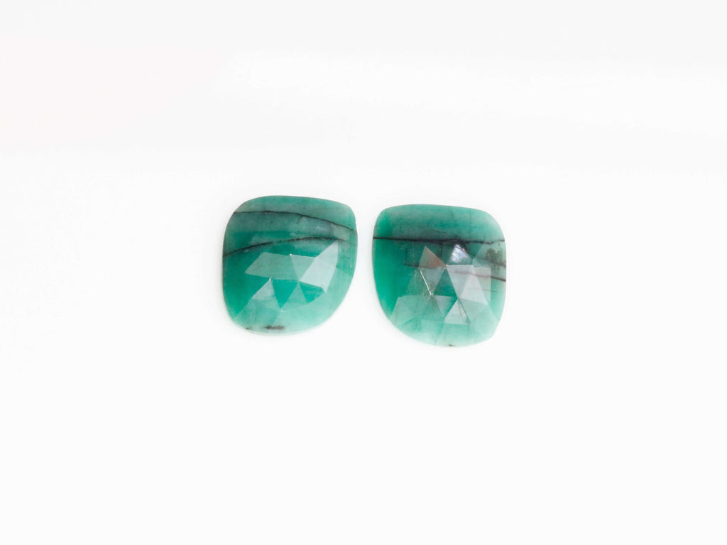 Emerald Slice Rose Cut Pair-Emerald-Planet Gemstones
