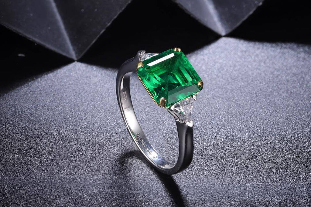 Luxury stunning ladies emerald ring with jewelems stones in two tone 1-3ct-Planet Gemstones