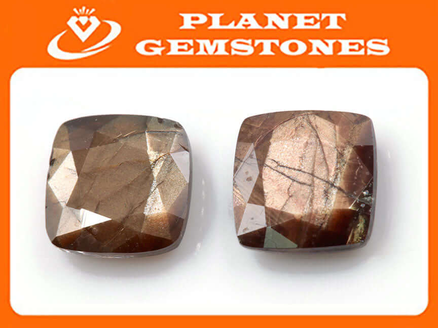 Gold Sheen Sapphire Square shape-Planet Gemstones