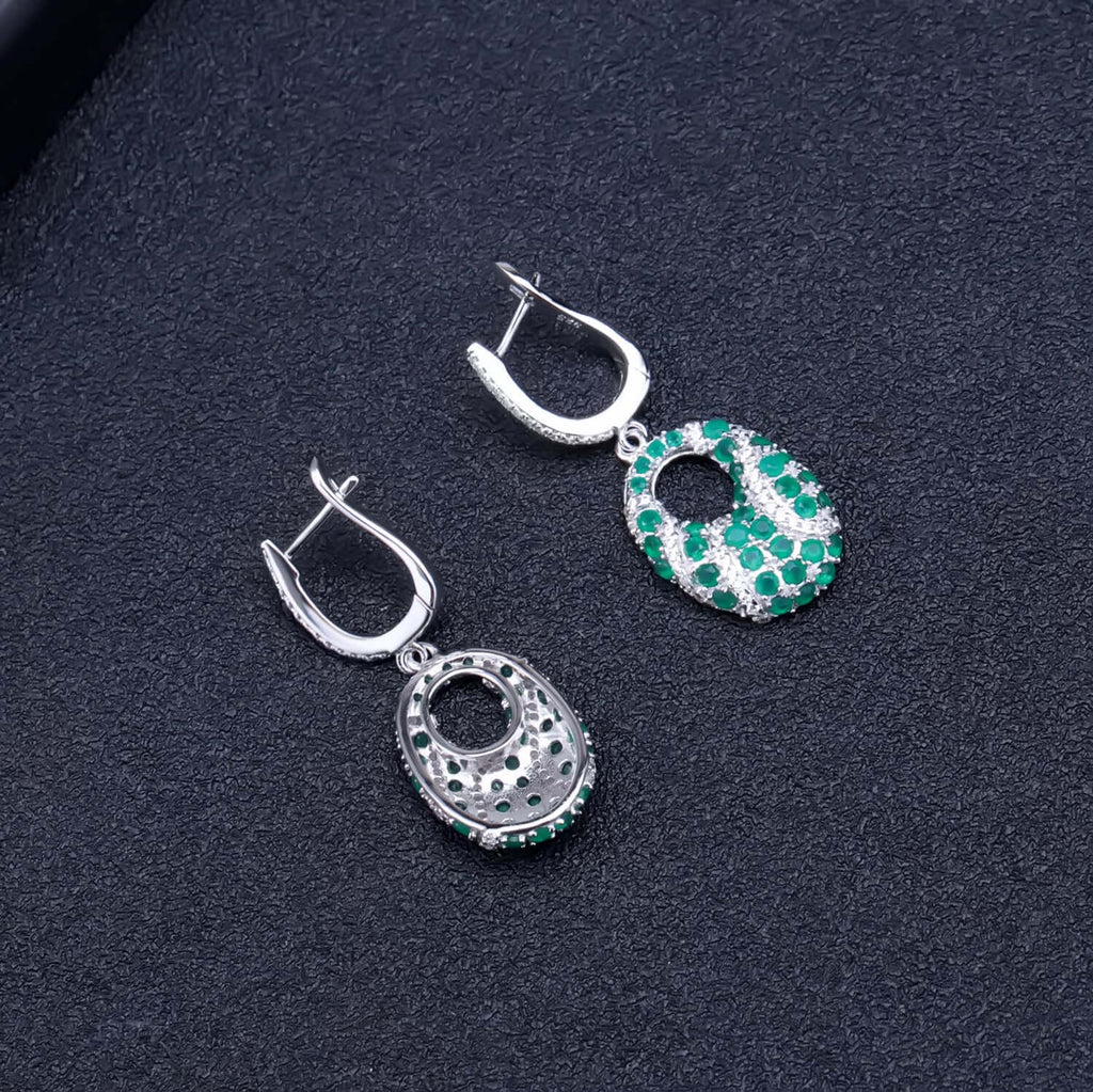 Women's Earring Green Agate Earring Agate band unique Sterling Silver Earring Green Agate Earring promise Earring SKU: 6142388-earrings-Planet Gemstones