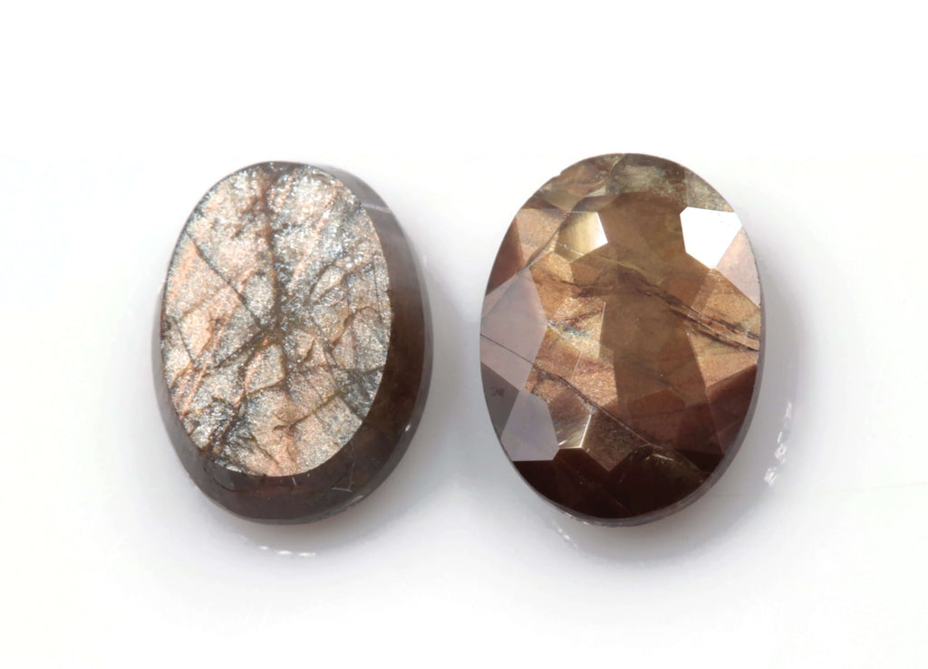 Gold Sheen Sapphire Gold Sapphire Corundum Oval shape DIY jewelry Engagement Ring 8x6mm 3.56ct 2 PCS SET-Planet Gemstones