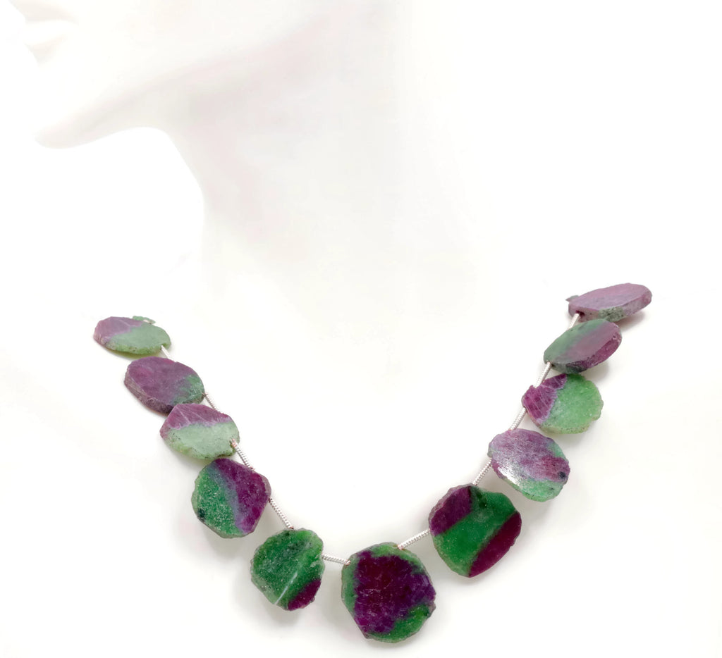 Ruby Zoisite Natural Ruby Ruby Necklace Ruby Beads Ruby July Birthstone Loose Beads Ruby Bead Necklace 4-8 Inch Strand, 14x11mm SKU:108580,108581-Planet Gemstones