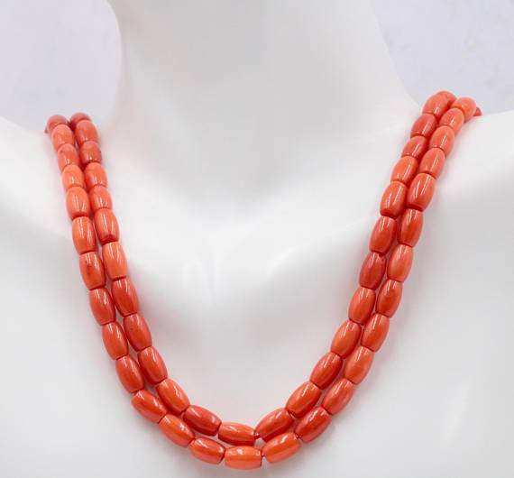 Natural Coral Beads Coral Necklace Italian Coral beads Orange Coral Beads Coral Beads Red Coral Beads Coral Bead Necklace 8x5mm SKU:108917-Planet Gemstones