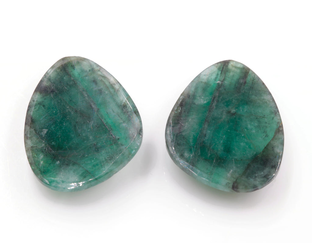 Natural Emerald Slice 26x19mm May Birthstone Emerald Green Natural Emerald Rose Cut Emerald Gemstone SKU:114520-Emerald-Planet Gemstones