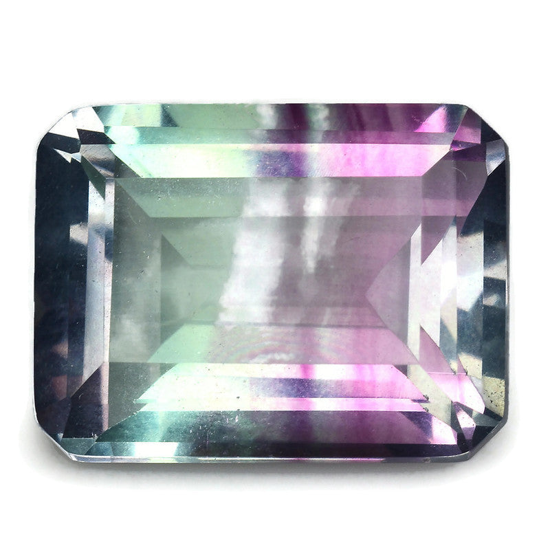 Natural fluorite green and purple fluorite fluorite crystal rainbow fluorite fluorite gemstone fluorite stone fluorite Octagon 20x14mm 14.89ct SKU:106133-Flourite-Planet Gemstones