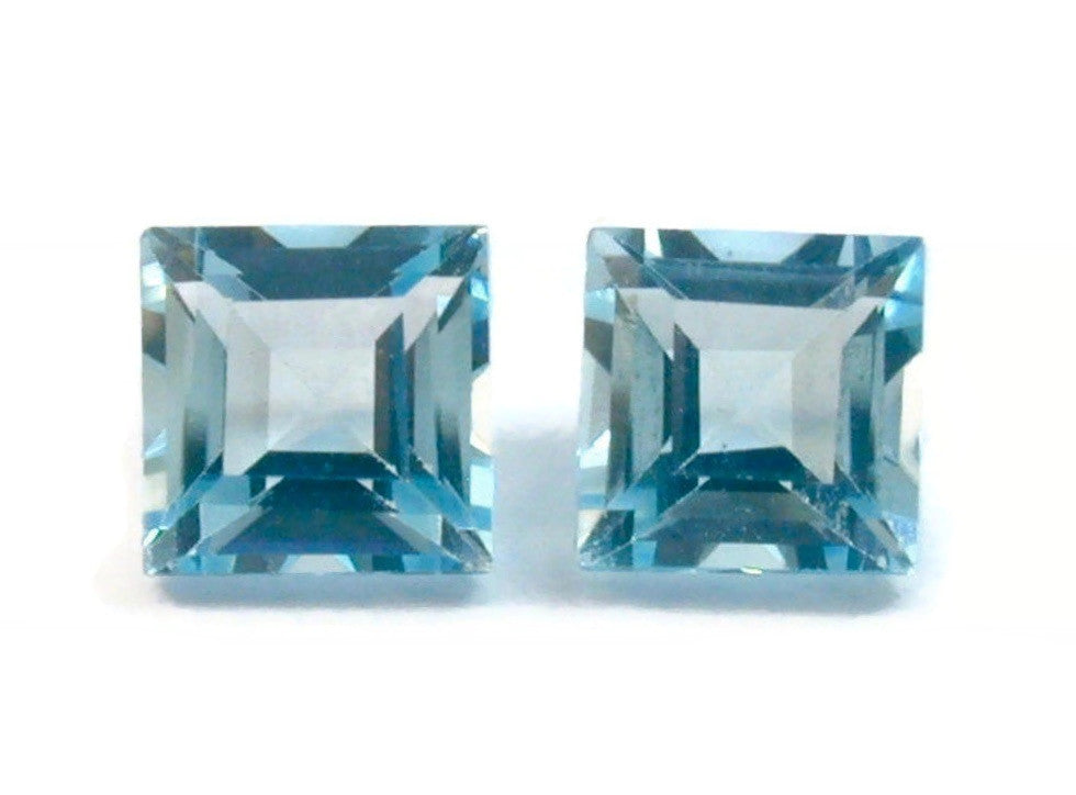 Natural Blue Topaz Gemstone Genuine Blue Topaz Faceted November Birthstone Blue Topaz Sky Blue Topaz Square 6.00mm 2.79cts SKU:114608-Blue Topaz-Planet Gemstones