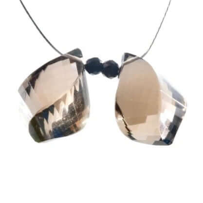Smoky Quartz Twisted Teardrop Pair-Smoky Topaz-Planet Gemstones