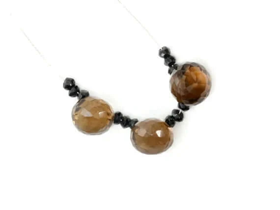 Smoky Quartz Onion Drop Beads-Smoky Topaz-Planet Gemstones