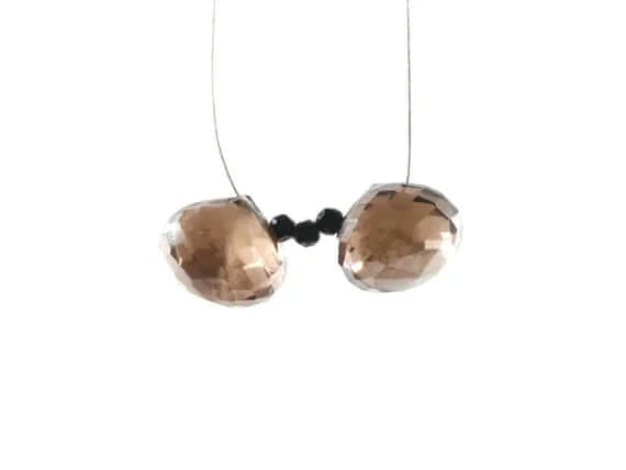Smoky Quartz Onion Drop Beads-Smoky Topaz-Planet Gemstones