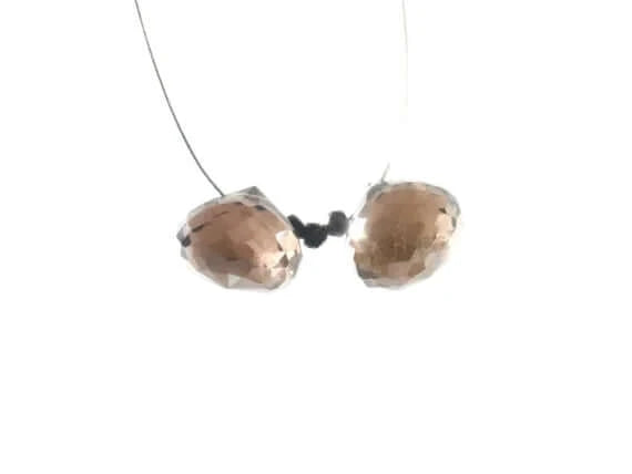 Smoky Quartz Onion Drop Beads-Smoky Topaz-Planet Gemstones