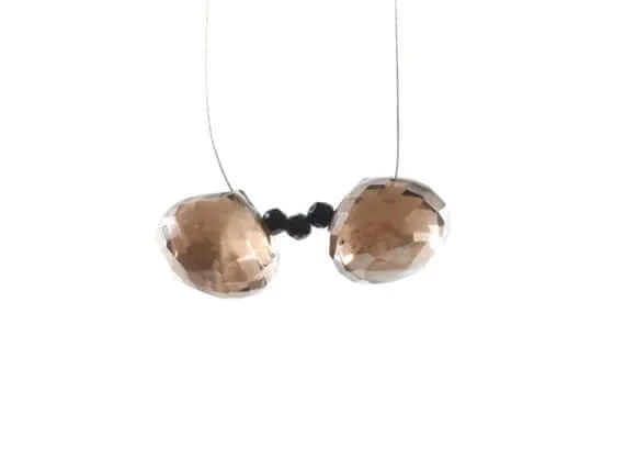Smoky Quartz Onion Drop Beads-Smoky Topaz-Planet Gemstones