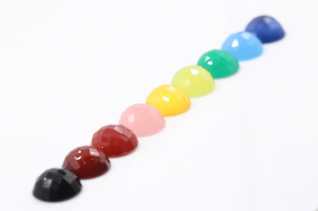 Multicolor Chalcedony Rose Cut 16mm-Planet Gemstones