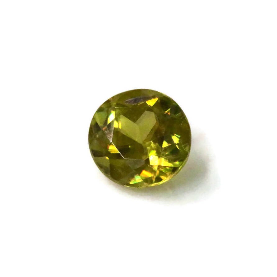 Natural Sphene Titanite Sphene Green Sphene Titanite Sphene Gemstone Green Titanite Faceted Sphene 7mm Round Sphene Loose Stone 1.50ct-Planet Gemstones
