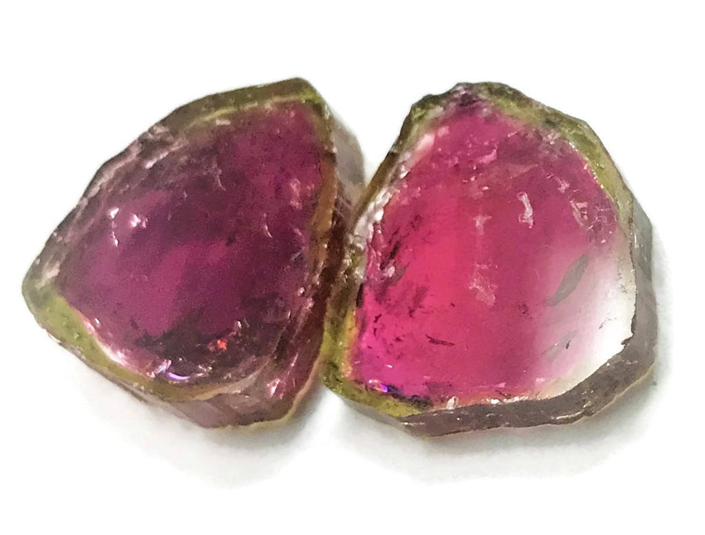 Natural Tourmaline Watermelon Tourmaline DIY Jewelry Supply Black Tourmaline Pink Tourmaline October Birthstone 19.20ct 18 x 15 x 3-Tourmaline-Planet Gemstones