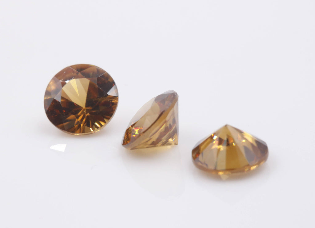 Natural Champagne Zircon Gemstone Faceted Zircon Loose Stone December Birthstone Genuine Champagne Zircon Round 6.5mm DIY Jewelry Supplies-Planet Gemstones
