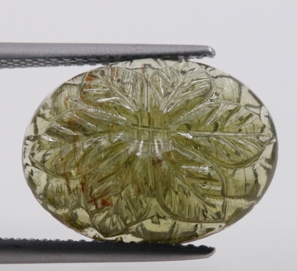 Natural Tourmaline Green Black Tourmaline Tourmaline October Birthstone Black TourmalineDIY Tourmaline Carved loose 9.93ct 17x13mm-Tourmaline-Planet Gemstones