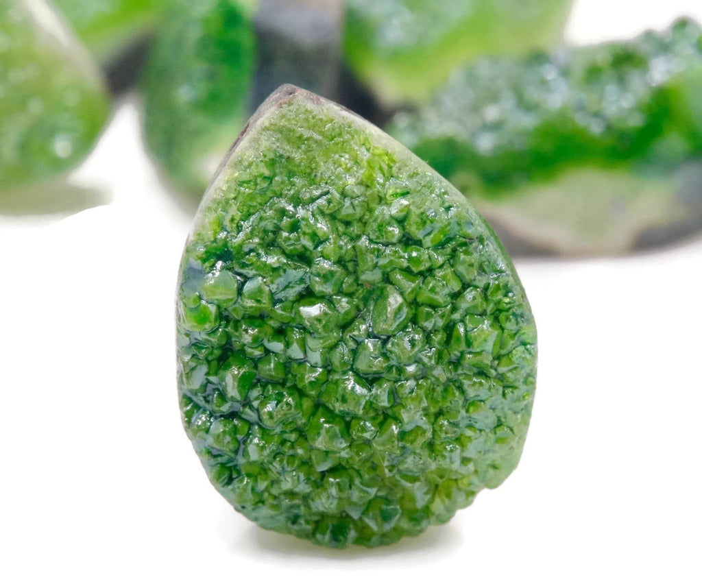 Natural Druzy Gemstone druzy stone loose gemstone druzy stone druzy cabochon Druzy Green Stone 22x15mm DIY Jewelry 7978 DIY Jewelry Supplies-Planet Gemstones