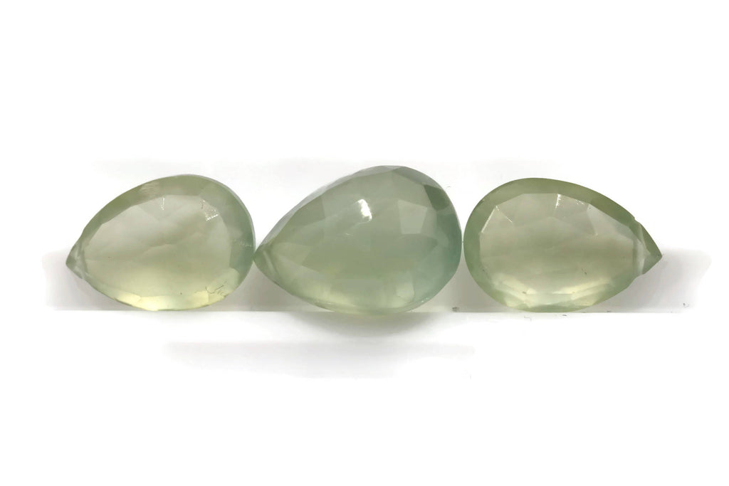 Natural Prehnite DIY Jewelry Gemstone Prehnite Stone Prehnite gem Genuine Prehnite Prehnite Epidot Prehnite Beads Prehnite 3 pcs 22.72ct-Planet Gemstones