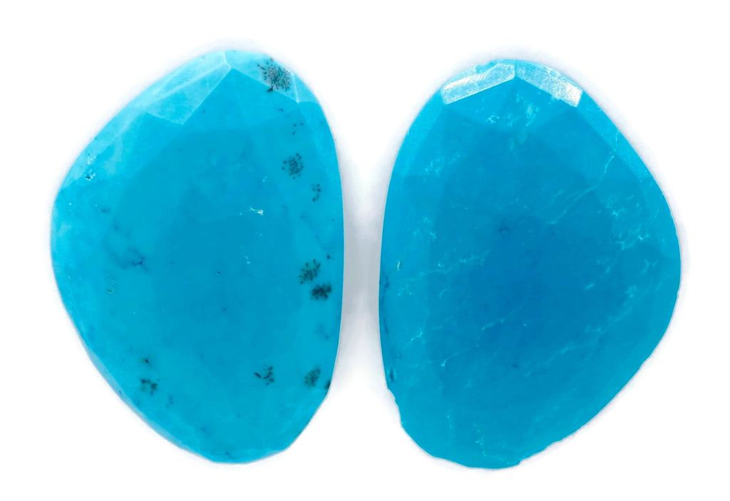 Sleeping Beauty Turquoise Natural Turquoise December Birthstone Turquoise Rosecut DIY Jewelry Supply Faceted Cabs 34x24mm 56ct-Planet Gemstones