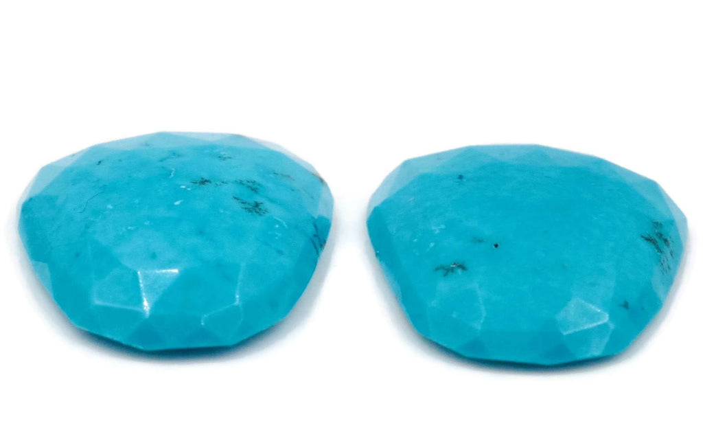 Sleeping Beauty Turquoise Natural Turquoise December Birthstone Turquoise Rosecut DIY Jewelry Supply Faceted Cabs 34x22mm 56.5ct-Planet Gemstones