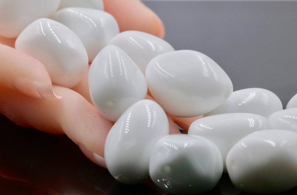 Natural Agate Agate Gemstone Agate white agate Agate cab faceted Agate DIY Jewelry Gemstone White AGATE 3 Pairs, 22x17mm-Planet Gemstones