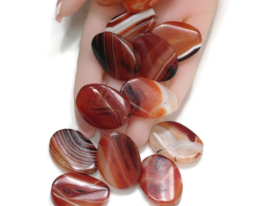 Natural Agate Natural Agate Bead Agate Gemstone Loose Agate Beads DIY Jewelry Red Agate 3 Matching Pairs of Red AGATE 30x23mm-Planet Gemstones