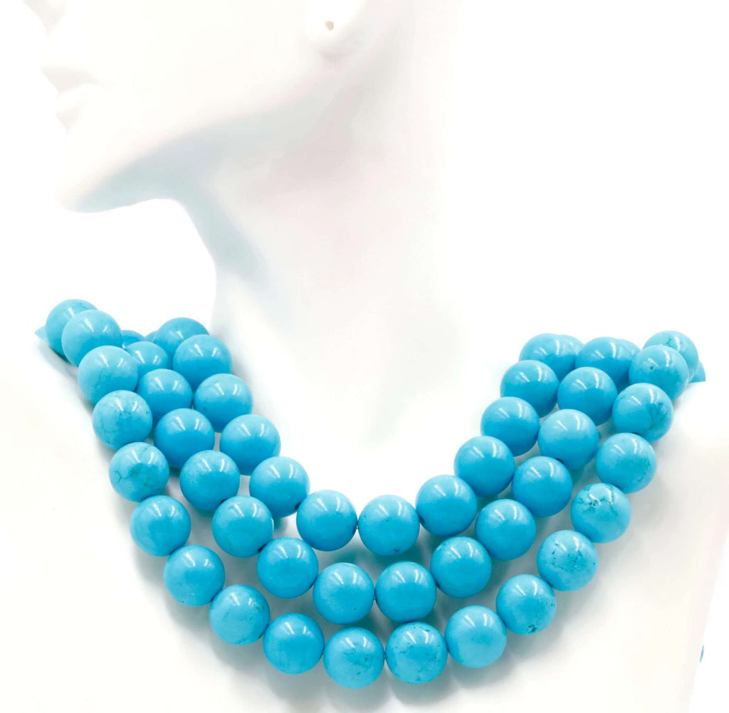Howlite Blue Howlite DiY Jewelry Howlite necklace Howlite Jewelry Howlite round beads 12mm DIY Jewelry 58 DIY Jewelry Supplies-Planet Gemstones