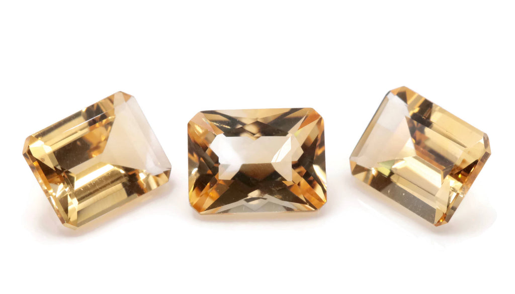 Natural Citrine Quartz Citrine Octagon Citrine Loose Gemstone DIY Jewelry Supply November Birthstone Golden Citrine Quartz 3pcs 8x6mm 3.92ct-Planet Gemstones