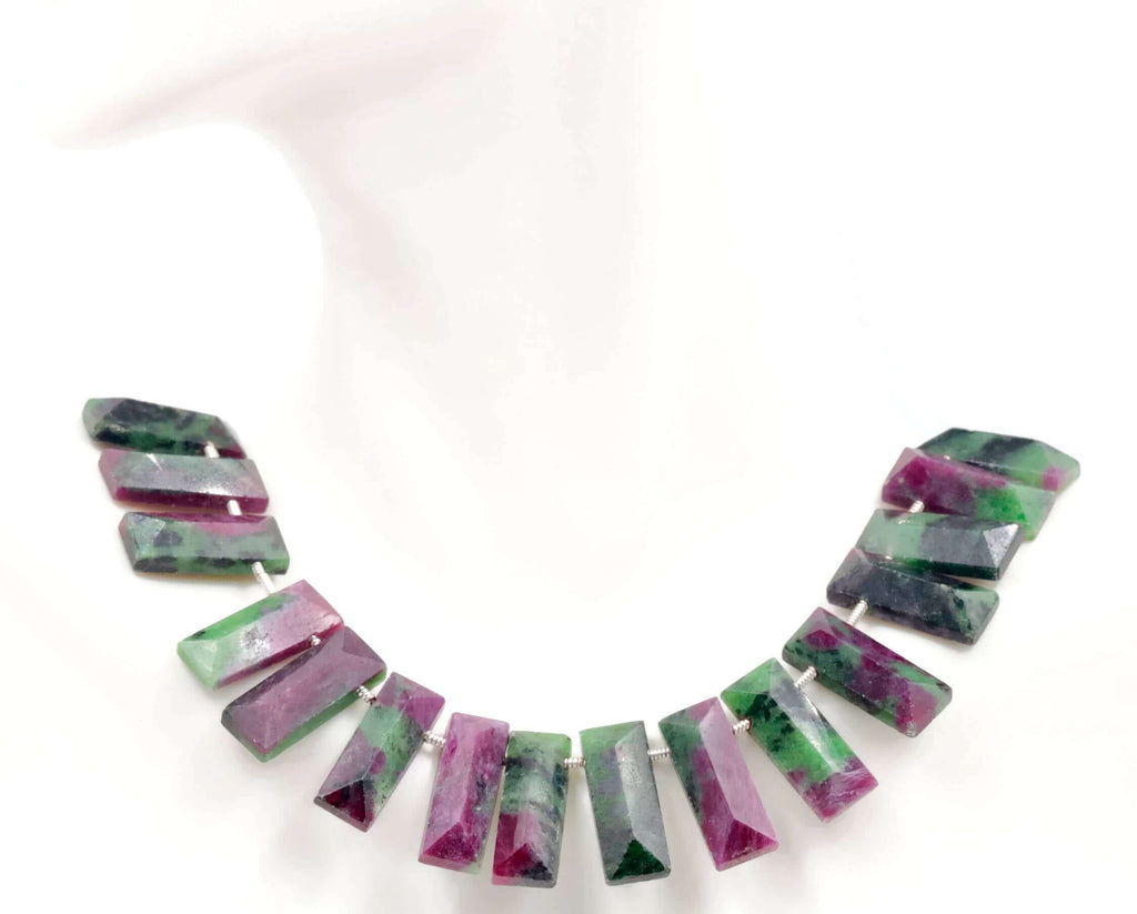 Genuine ruby Zoisite beads Ruby bead necklace ruby gemstone beads ruby fuchsite beads necklace for women ruby necklace 4-8Inch 18x7mm-Ruby-Planet Gemstones