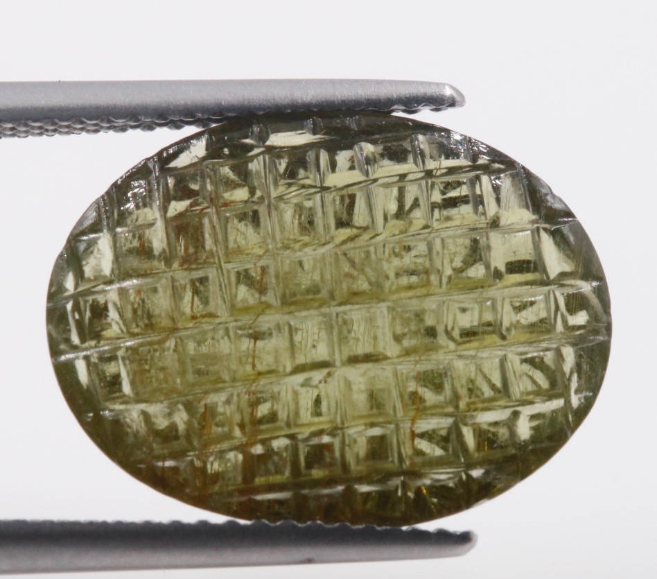 Natural Tourmaline Green Black Tourmaline Tourmaline October Birthstone Black TourmalineDIY Tourmaline Carved loose 9.93ct 17x13mm-Tourmaline-Planet Gemstones