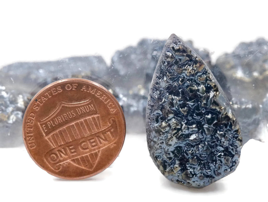 Natural Druzy Gemstone druzy stone loose gemstone druzy stone druzy cabochon Druzy Black Stone 23x14mm DIY Jewelry 7983 DIY Jewelry Supplies-Planet Gemstones