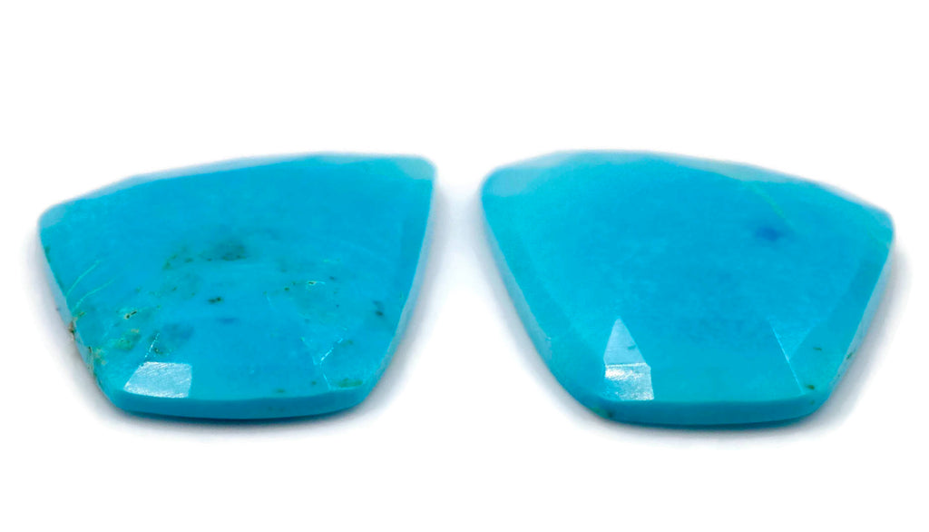 Sleeping Beauty color Turquoise Natural Howlite December Birthstone Turquoise Rosecut DIY Jewelry Supply Faceted Cabs 30x21mm 39cts-Planet Gemstones