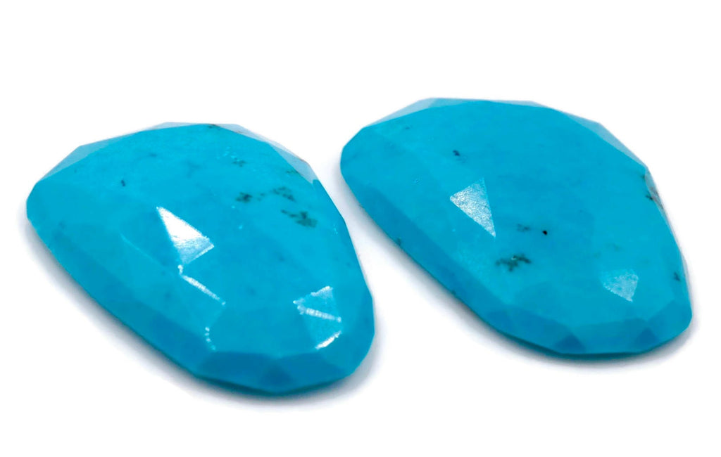 Sleeping Beauty Turquoise Natural Turquoise December Birthstone Turquoise Rosecut DIY Jewelry Supply Faceted Cabs 34x22mm 56.5ct-Planet Gemstones