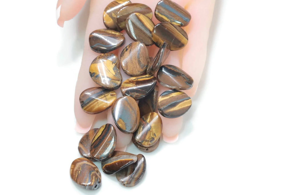 Natural Tiger Eye DIY Jewelry Tiger Eye GemStone Round Beads Tiger eye Gemstone Genuine Tiger eye 3 Matching Pairs 20x15mm-Planet Gemstones