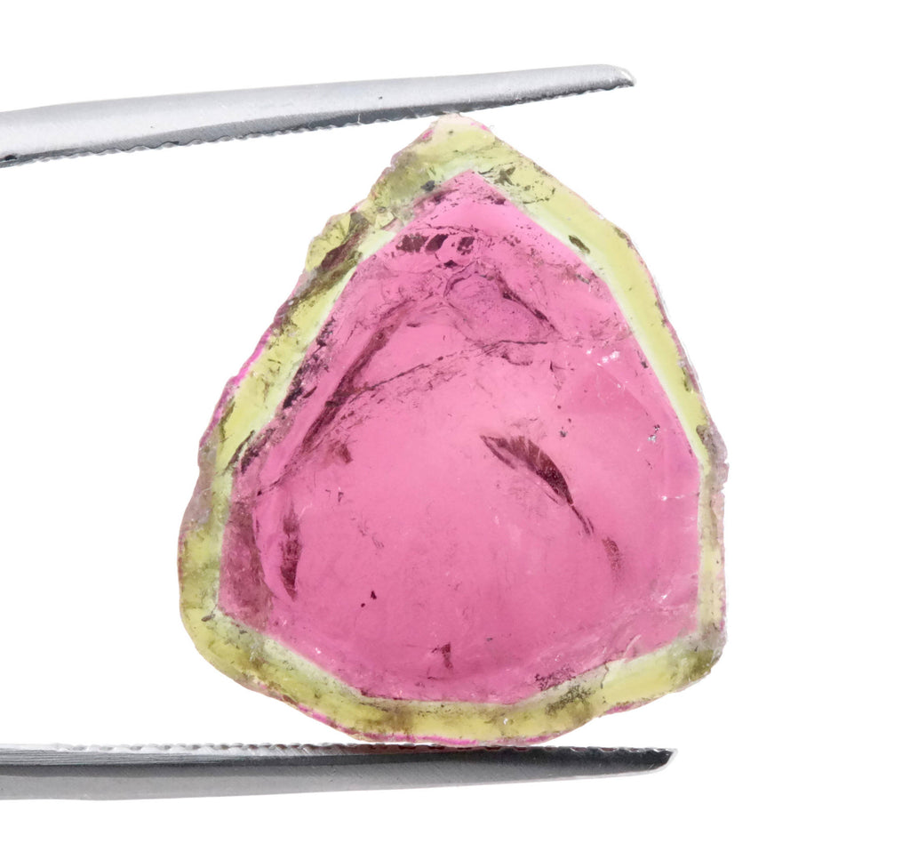 Natural Tourmaline Watermelon Tourmaline DIY Black Tourmaline Pink Tourmaline October Birthstone Tourmaline Slice 17x16mm 20.96ct-Tourmaline-Planet Gemstones