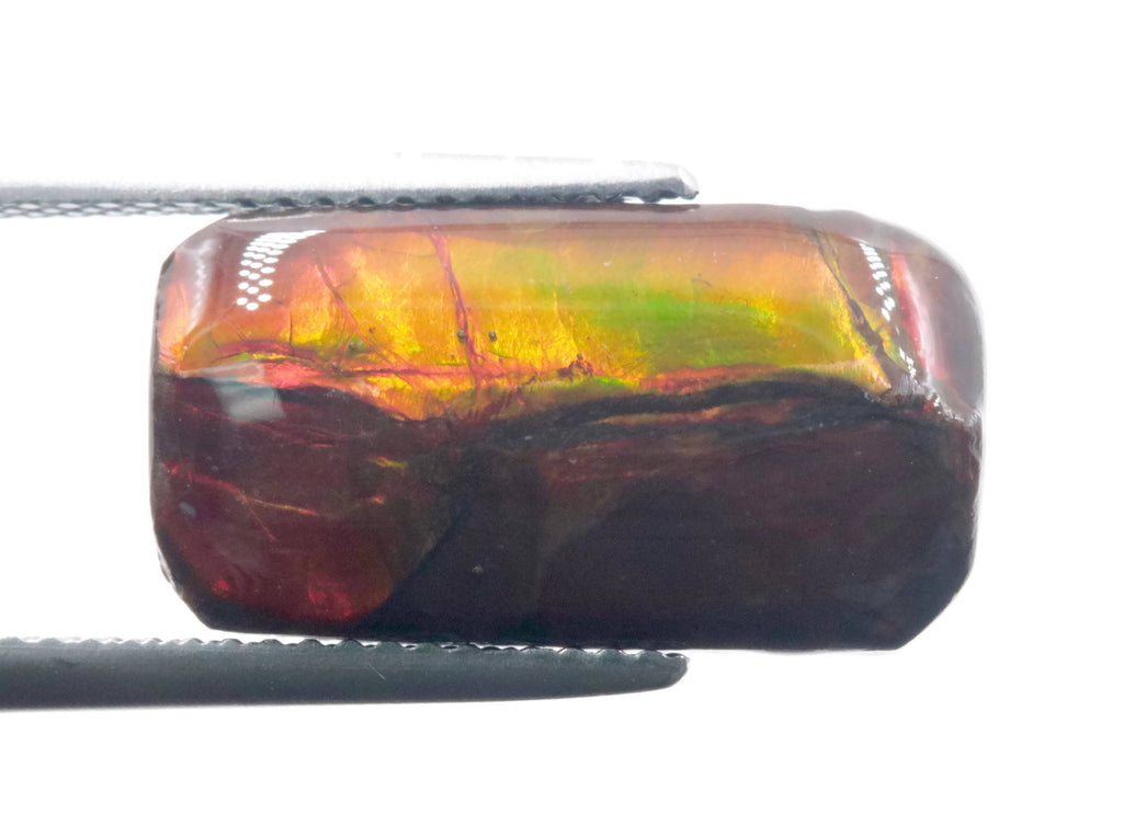 Natural Ammolite Gemstone | Cabochon Ammolite Loose Stone | Canadian Ammolite Gem | Genuine Ammolite (862) Rectangle shape 18x9mm 6.3 ct-Planet Gemstones